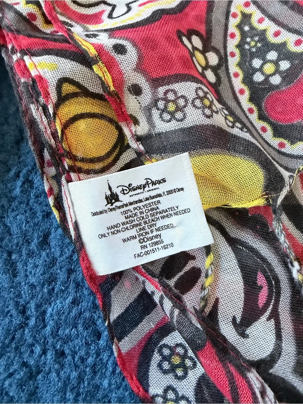 Disney Minnie Mouse Pink Paisley Fringe Scarf with Yellow & Black Accents